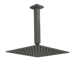 10 inch Super-slim Square Gunmetal Grey Rainfall Shower Head w 200mm Ceiling Mounted Shower Arm 10 inch Super-slim Square Gunmetal Grey Rainfall Shower Head w 200mm Ceiling Mounted Shower Arm